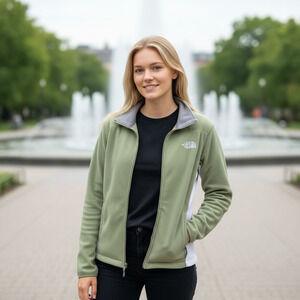The North Face Light Green Fleece Full Zip Jacket Women's Size Large White Sides